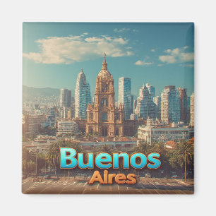 Buenos Aires Skyline With Historic Cathedral Magnet