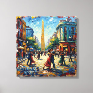 Buenos Aires Tango Street Scene Stretched Canvas Print