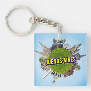Buenos Aires tiny little planet landmark architect Keychain