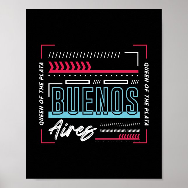 Buenos Aires Typography Graphic | Modern Argentina Poster (Front)