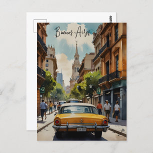 Buenos Aires watercolor art Postcard