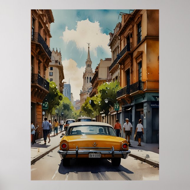 Buenos Aires watercolor art Poster (Front)