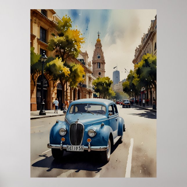 Buenos Aires watercolor art Poster (Front)