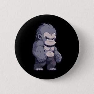 Buff Alpha Silverback Gorilla Ape Design Boxing Go 2 Inch Round Button