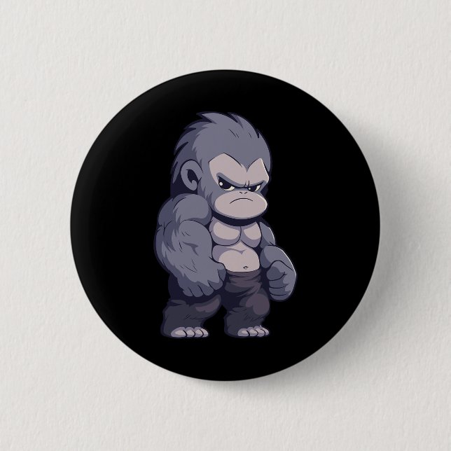 Buff Alpha Silverback Gorilla Ape Design Boxing Go 2 Inch Round Button (Front)