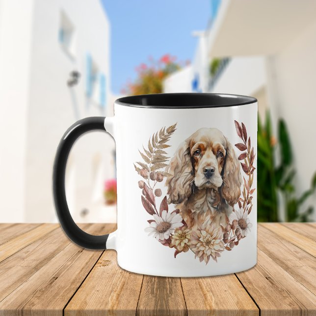 Buff American Cocker Spaniel Dog Autumn Wreath Mug (Creator Uploaded)