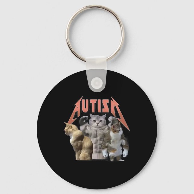 Buff Cats Autism Meme  Keychain (Front)