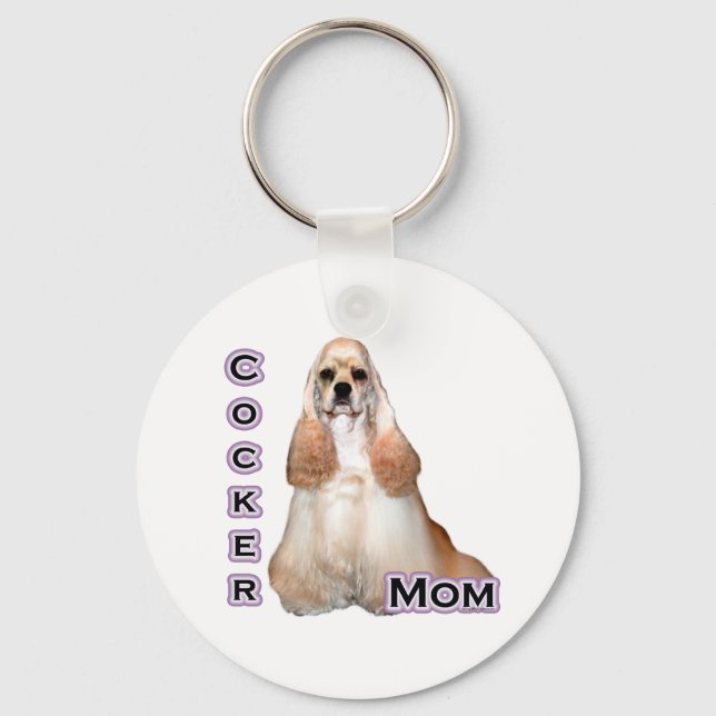 Buff Cocker Spaniel Mom; Cocker Spaniel Mom Keychain (Front)