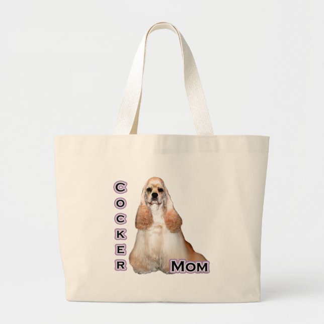 Buff Cocker Spaniel Mom; Cocker Spaniel Mom Large Tote Bag (Front)