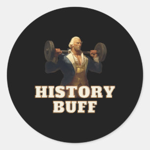 Buff George Washington 4th Of July Gym Workout  Classic Round Sticker