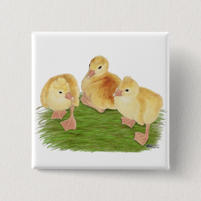 Buff Goslings Tufted 2 Inch Square Button (Front)