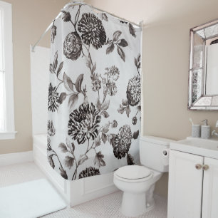 Buff Gray Taupe Vintage Floral Toile