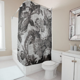 Buff Gray Taupe Vintage Floral Toile No.5