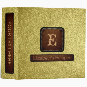 Buff Leather Elegant Monogram Binder