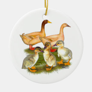 Buff Orpington Duck Family Ceramic Ornament
