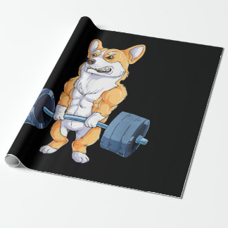 Buff Power Lifting Corgi Bodybuilder Wrapping Paper