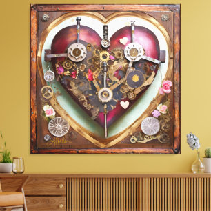 Buff Red Heart Steampunk Series Canvas Print