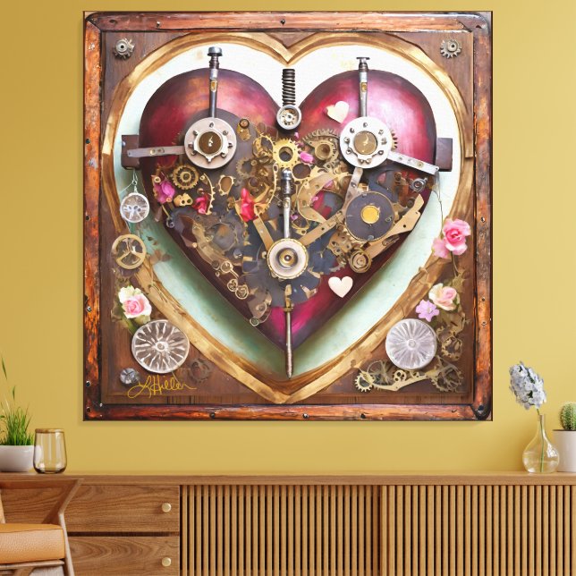 Buff Red Heart Steampunk Series Canvas Print (Insitu(LivingRoom))