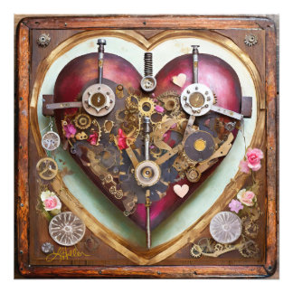 Buff Red Heart Steampunk Series Photo Print