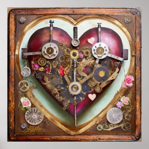 Buff Red Heart Steampunk Series Poster
