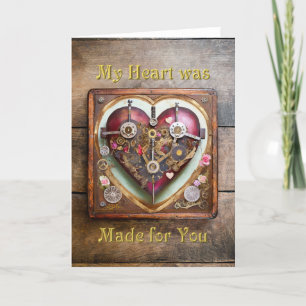 Buff Red Heart Steampunk Series Thank You Card