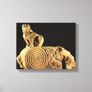 Buff sandstone architrave with griffin, Sanchi, MP Canvas Print