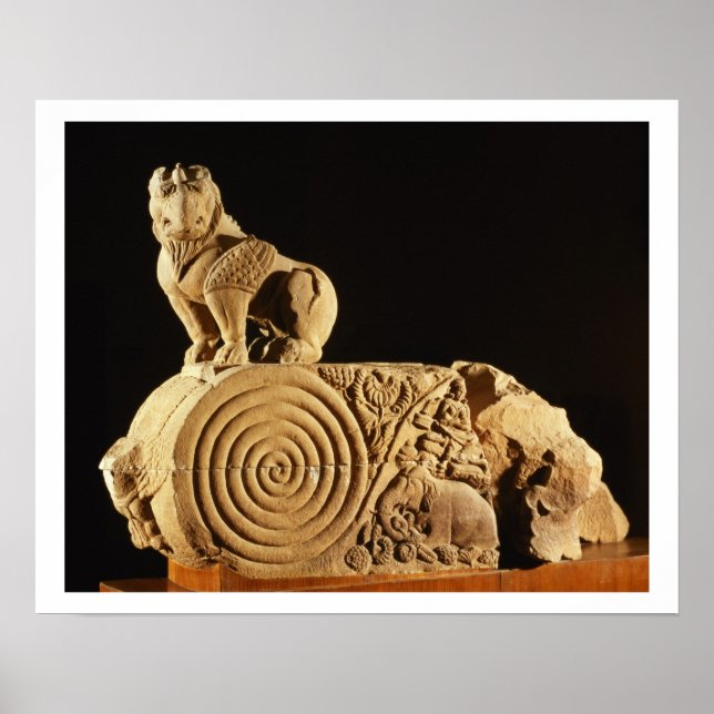 Buff sandstone architrave with griffin, Sanchi, MP Poster (Front)