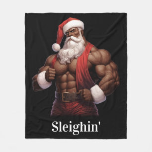 Buff Santa Claus Workout Muscles Gym Fleece Blanket