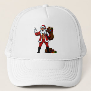 Buff Santa Peace Sign! Ripped Abs & Funny Christma Trucker Hat