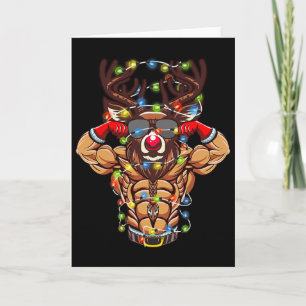 Buff Santa Reindeer Bodybuilding Christmas Gym Wei Card