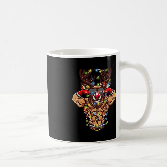 Buff Santa Reindeer Bodybuilding Christmas Gym Wei Coffee Mug (Right)