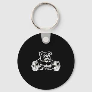 Buff Strong Bull Dog Lifting Weights  Keychain