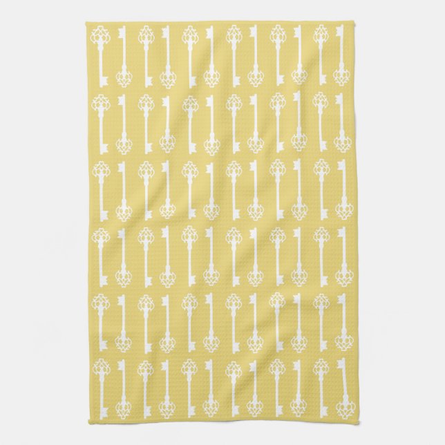Buff Victorian Keys Kitchen Towel (Vertical)