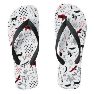 Buffalo Adventures Black and Red Plaid ID599 Flip Flops
