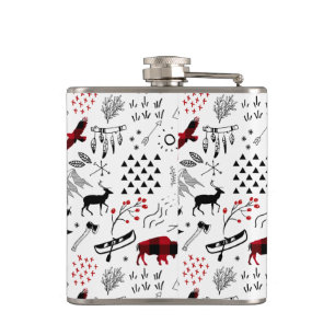 Buffalo Adventures Black and Red Plaid ID599 Hip Flask