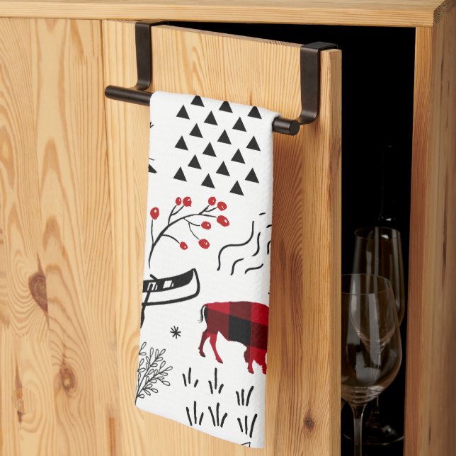 Buffalo Adventures Black and Red Plaid ID599 Kitchen Towel (Thirds Fold)