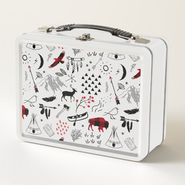 Buffalo Adventures Black and Red Plaid ID599 Metal Lunch Box (Front)