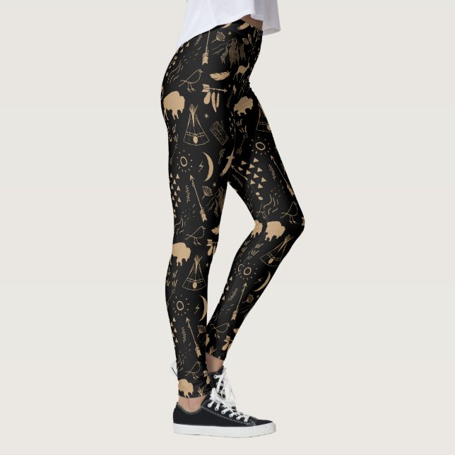 Buffalo Adventures Pattern Kraft Paper ID599 Leggings (Right)
