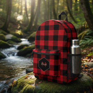 Buffalo Adventures Red and Black Plaid ID603 Printed Backpack