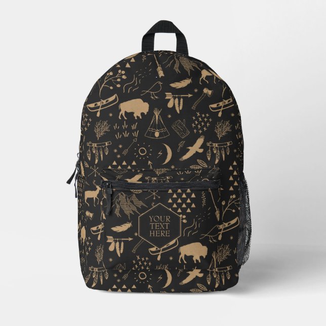 Buffalo Adventures Tan Black ID599 Printed Backpack (Front)