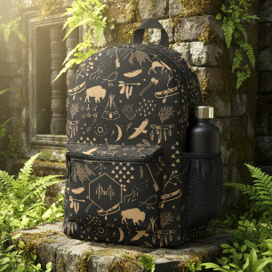 Buffalo Adventures Tan Black ID599 Printed Backpack