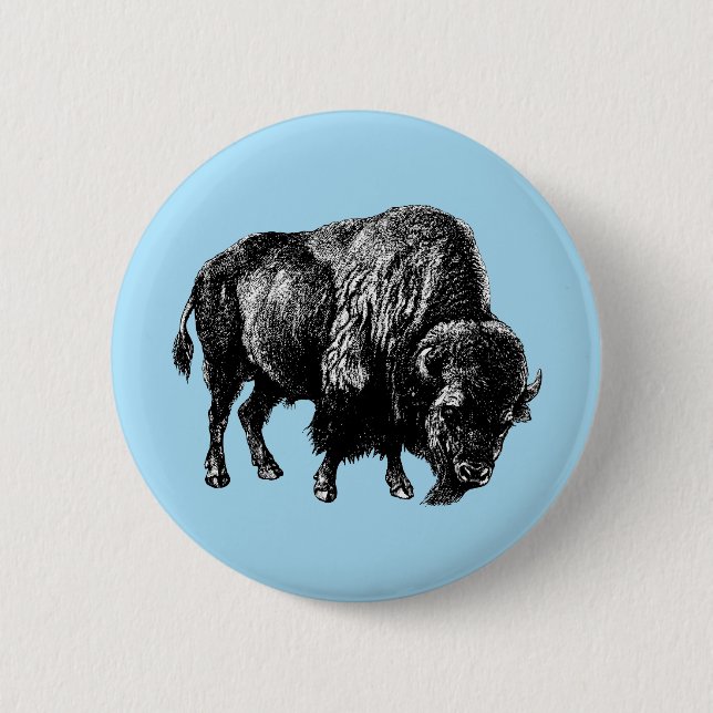 Buffalo American Bison 2 Inch Round Button (Front)