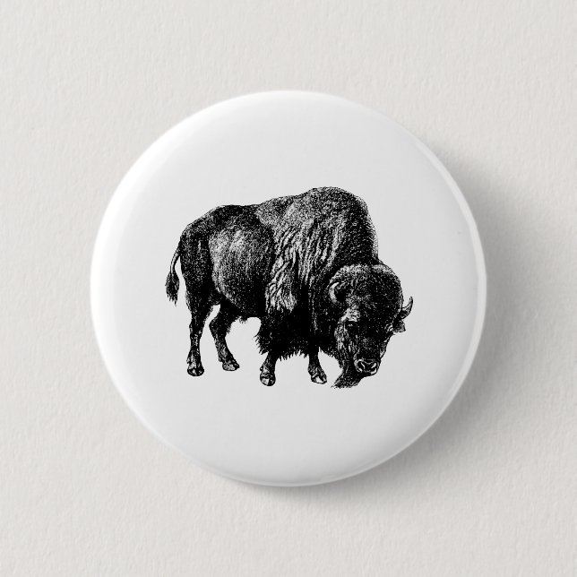 Buffalo American Bison 2 Inch Round Button (Front)