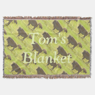 Buffalo and Calf Coloured Pencil Personalized Throw Blanket