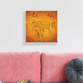 Buffalo and Tribal Warriors Canvas Print