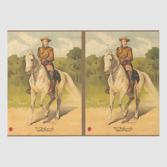 Buffalo Bill Cody on Horse Pattern Decoupage Tissue Paper (Front)