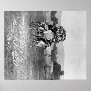 "Buffalo Bill" Cody Riding Horse next to Native Poster