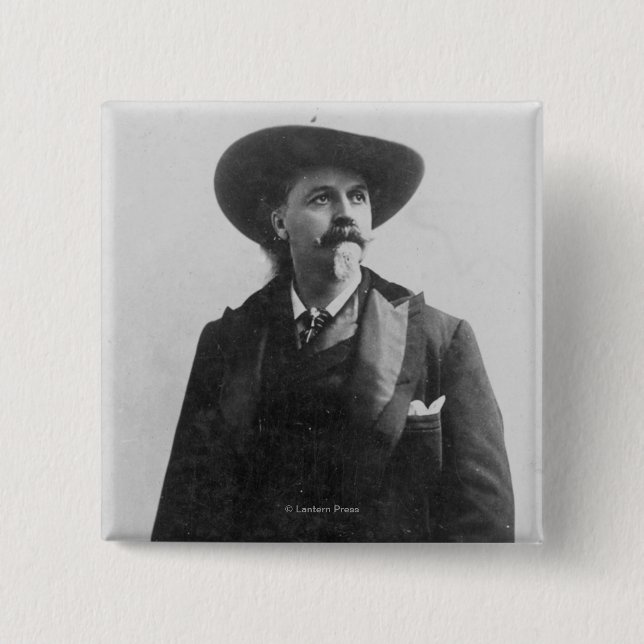 Buffalo Bill Portrait 2 Inch Square Button (Front)