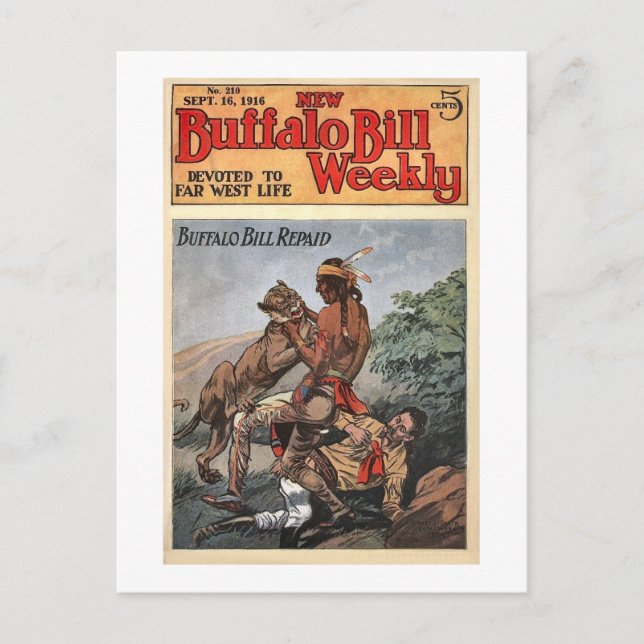 Buffalo Bill Weekly 1 - vintage Postcard (Front)