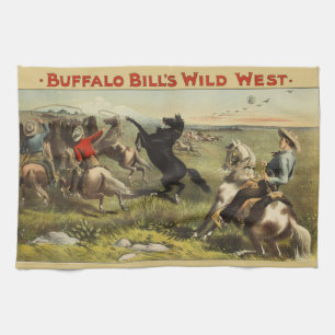 Buffalo Bill Wild West Cowboy Horse Poster Kitchen Towel